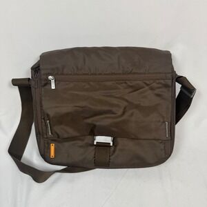Mandarina Duck Messenger Bag Brown Nylon Adjustable Strap Buckle Closure